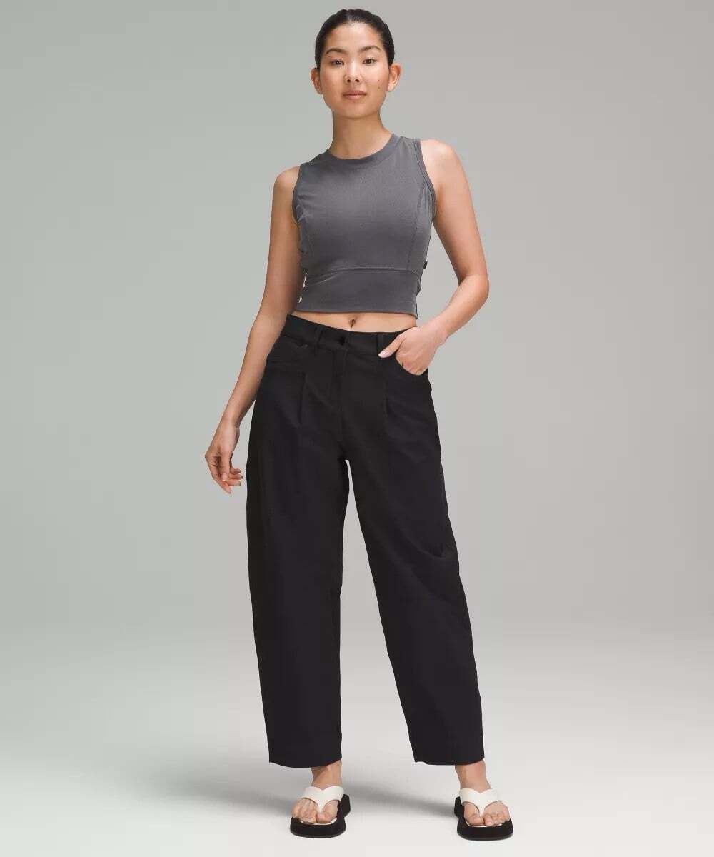Lululemon City Sleek Mid Rise Barrel Pants Pleats Utilitech Black Size 24